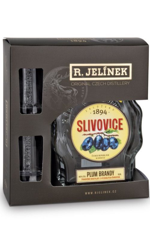 Slivovice 0,5l 45% + 2x sklo GB